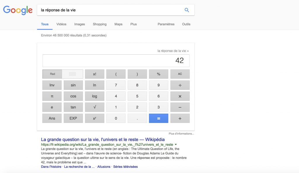 La réponse de la vi est le chiffre 42