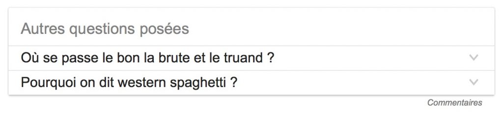Autres questions dans la SERP Google