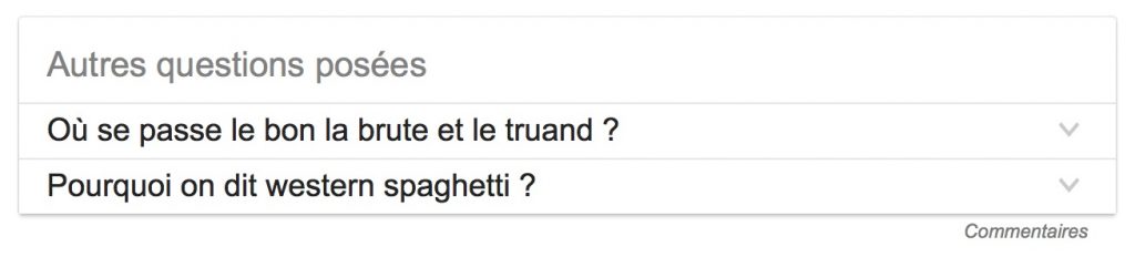 Autres questions dans la SERP Google