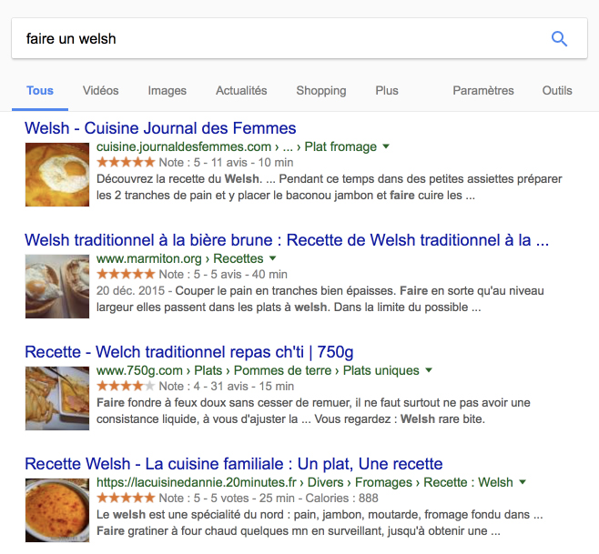 Requête sur Google - faire un welsh