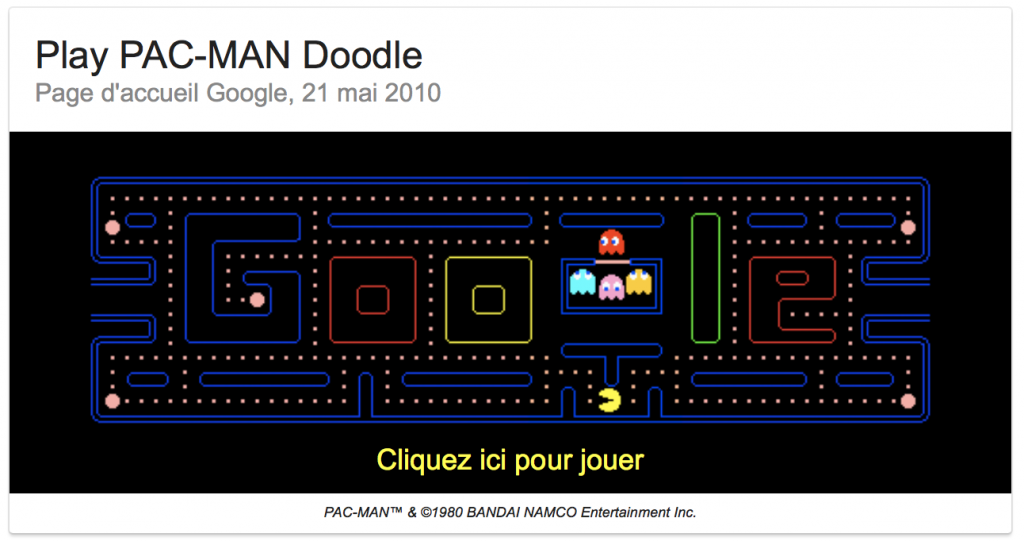 Jouer à Pacman sur Google