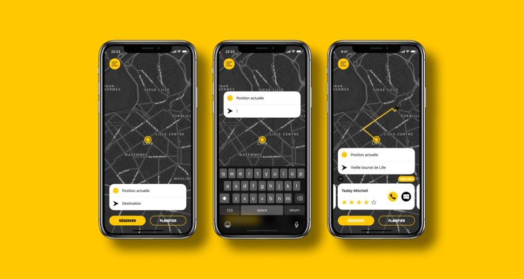 Callcab, écrans nuit